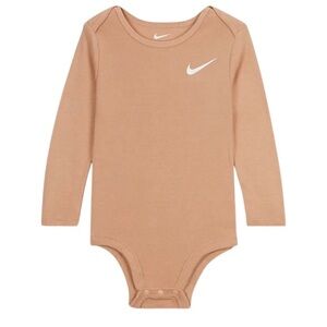 New Nike Baby Bodysuit Long Sleeve Tan Beige Color Size 9 Months NWT